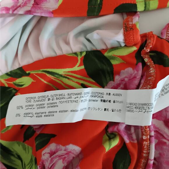 Zara Womens Rose Floral Printed Draped Bodysuit High Cut Medium New - Picture 5 of 13